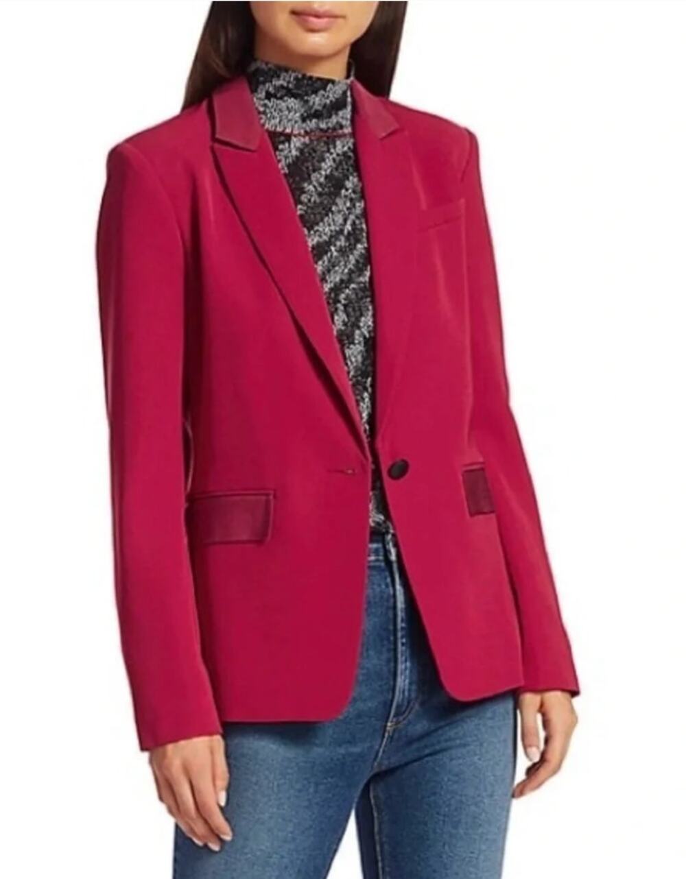 Rag & Bone Blazer Women 0 Rylie Radish Pink Single Button Red Jacket Office Work